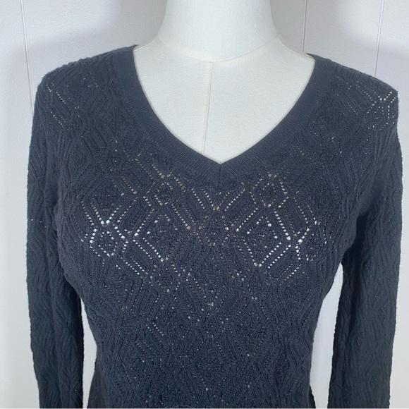 Talbots crochet bell sleeves V-neck top hippie bohemian whimsigoth size medium - Picture 2 of 9